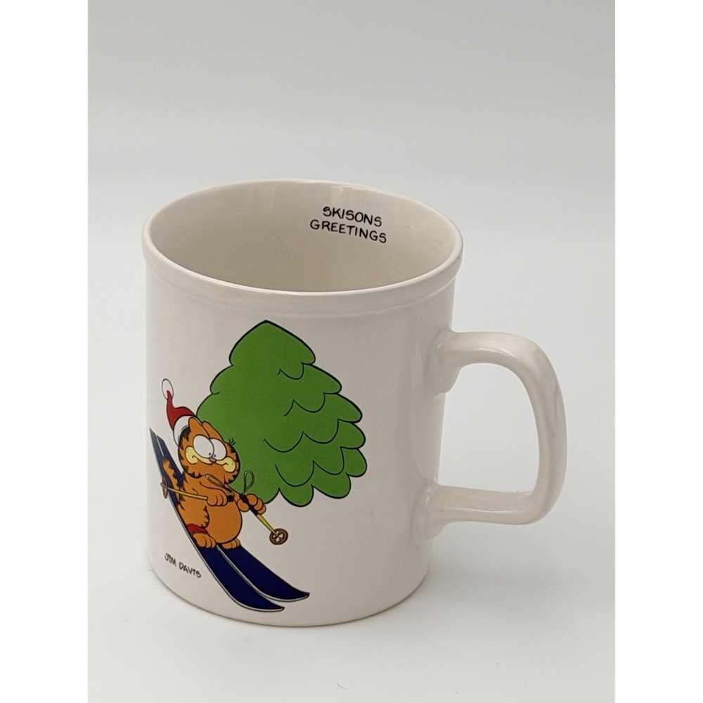 Garfield Skiing Christmas Mug Jim Davis Enesco Vintage Coffee Cup